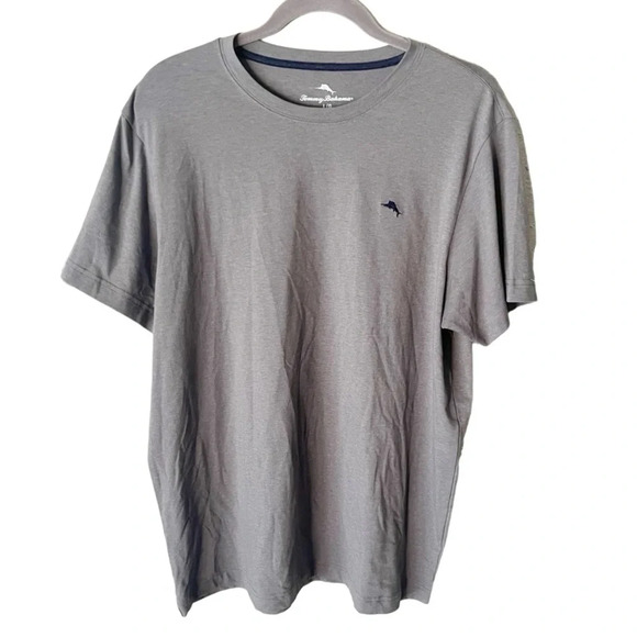 Tommy Bahama Shirt Men's Large Heather Gray Embroidered Logo Short Sleeve - Picture 1 of 6